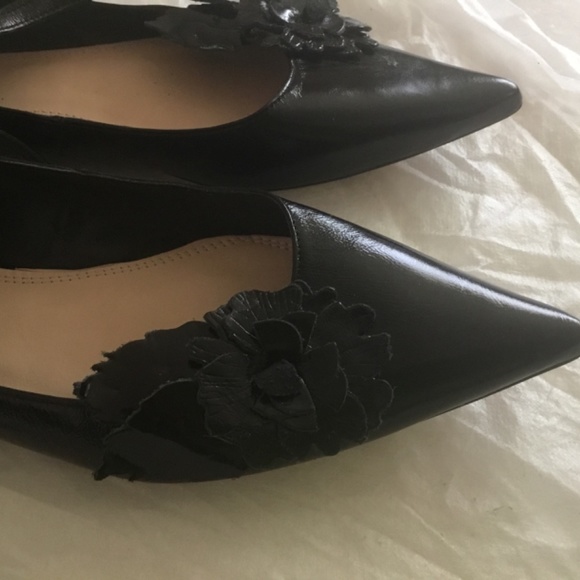 New Zara Basics Black  leather with  leather 🌸 pointy flats - Picture 4 of 7